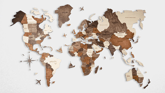 Ahşaptan üretilen dünyanın ilk 3 boyutlu dünya haritası