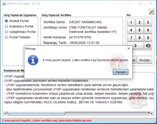 Uyap, E İmza Geçerli Değildir Hatası - Oppo Forum