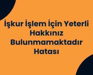 İşkur İşlem İçin Yeterli Hakkınız Bulunmamaktadır Hatası