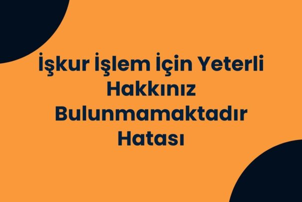 İşkur İşlem İçin Yeterli Hakkınız Bulunmamaktadır Hatası